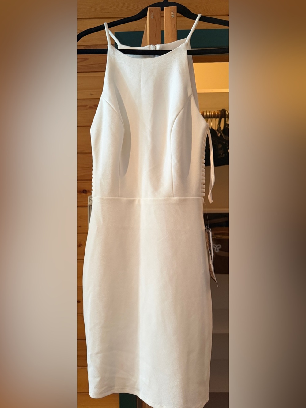 B Darlin White Midi Halter Dress